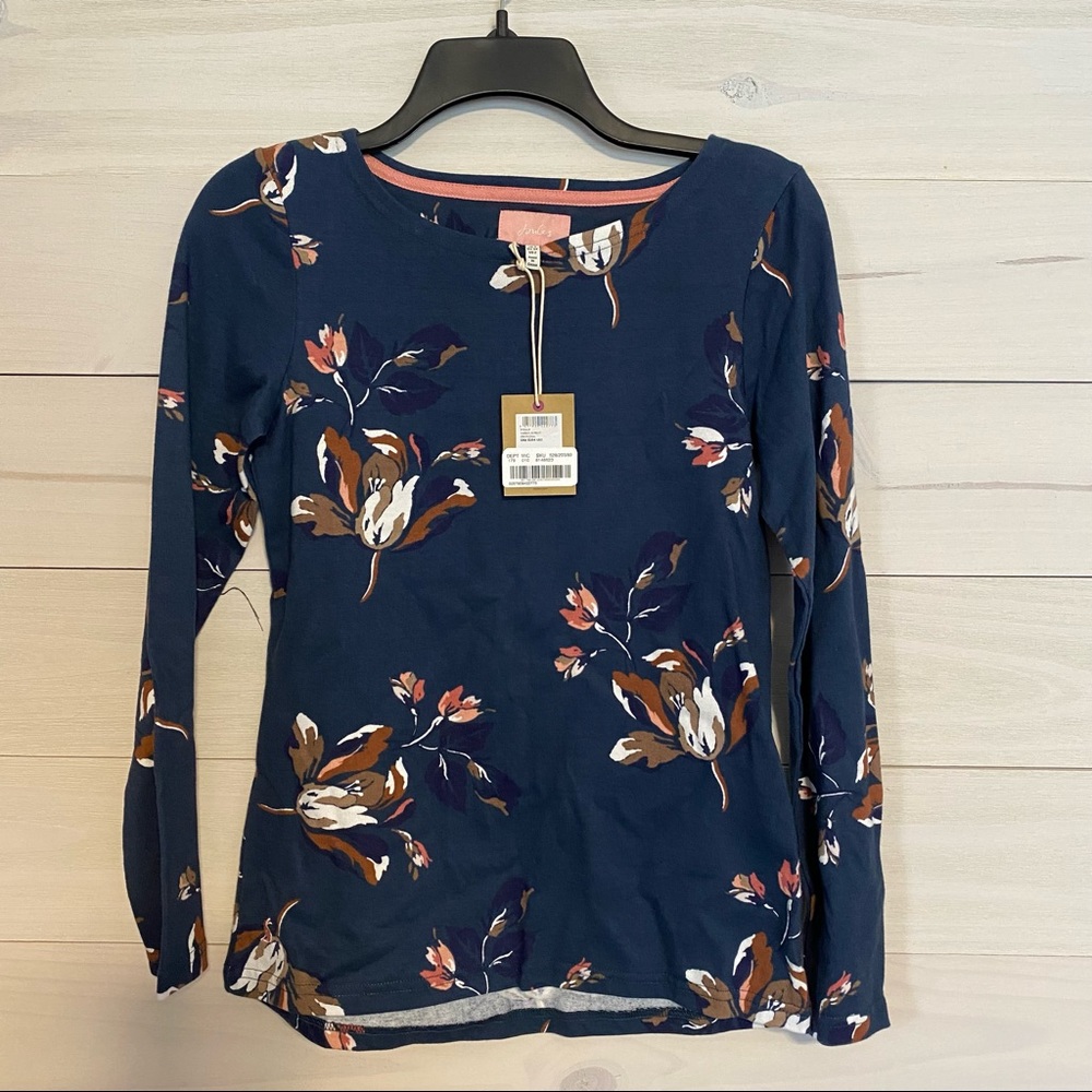 JOULES navy floral long sleeve shirt sz 2